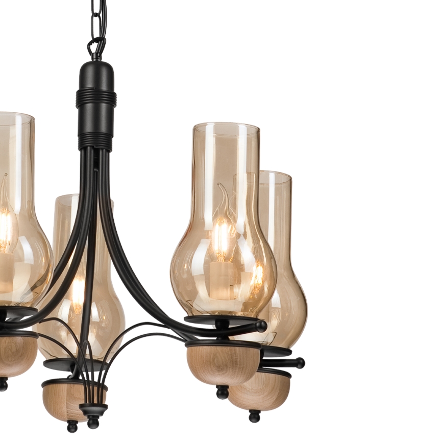 Brilagi - Lámpara colgante con cadena COTTAGE 5xE14/40W/230V haya/marrón