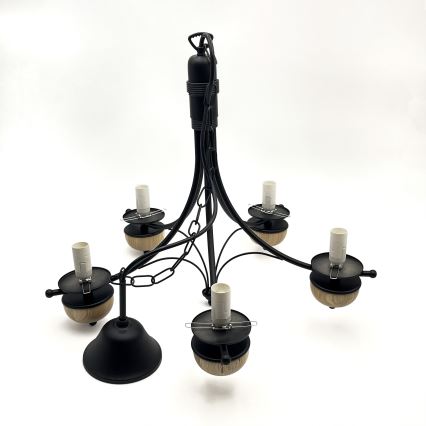 Brilagi - Lámpara colgante con cadena COTTAGE 5xE14/40W/230V haya/marrón