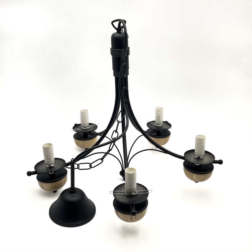 Brilagi - Lámpara colgante con cadena COTTAGE 5xE14/40W/230V haya/marrón
