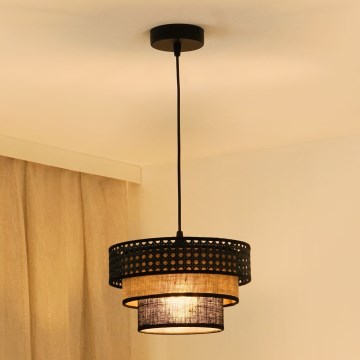 Brilagi - Lámpara colgante DAKOTA LUNETA 1xE27/15W/230V diá. 25 cm negro/beige