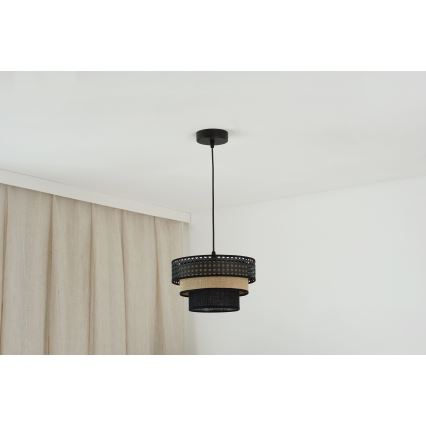 Brilagi - Lámpara colgante DAKOTA LUNETA 1xE27/15W/230V diá. 25 cm negro/beige