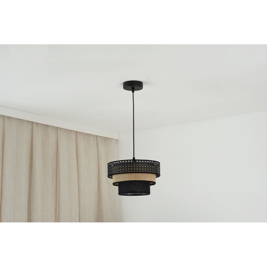 Brilagi - Lámpara colgante DAKOTA LUNETA 1xE27/15W/230V diá. 25 cm negro/beige