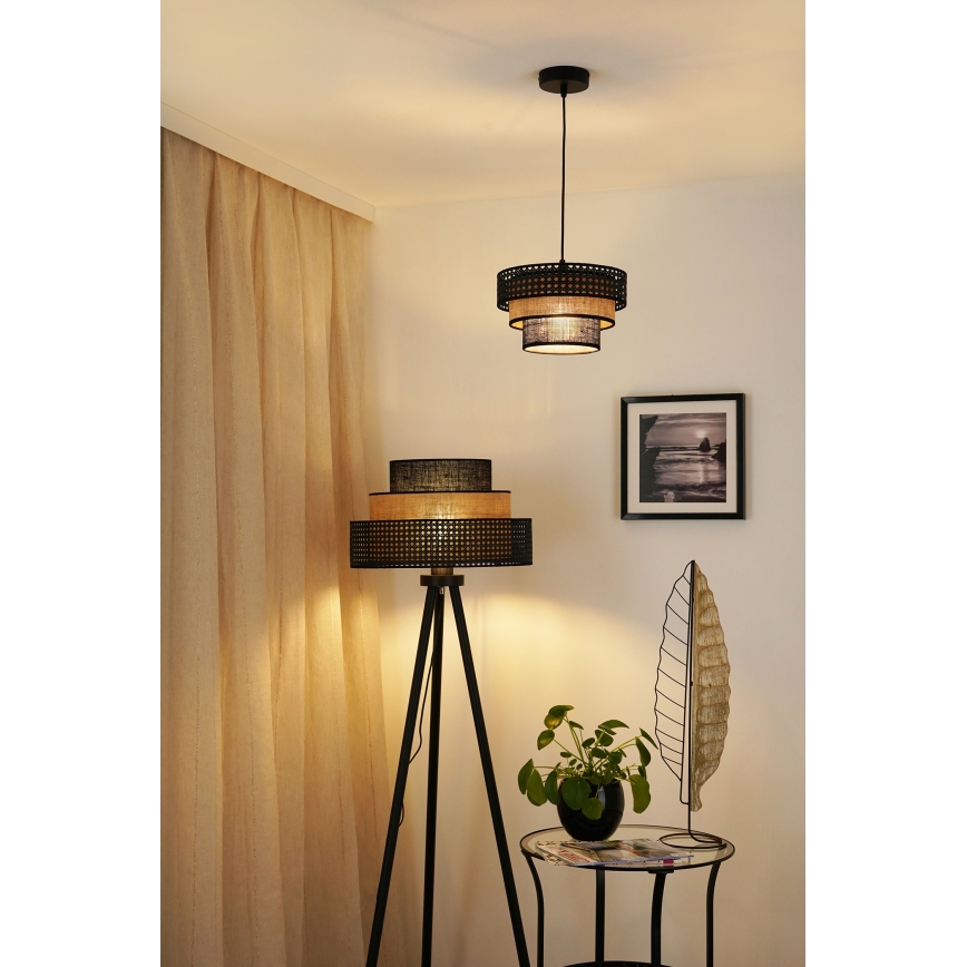 Brilagi - Lámpara colgante DAKOTA LUNETA 1xE27/15W/230V diá. 25 cm negro/beige