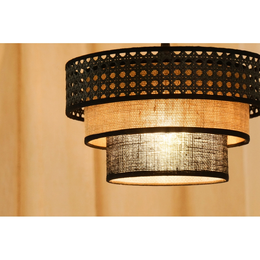 Brilagi - Lámpara colgante DAKOTA LUNETA 1xE27/15W/230V diá. 25 cm negro/beige
