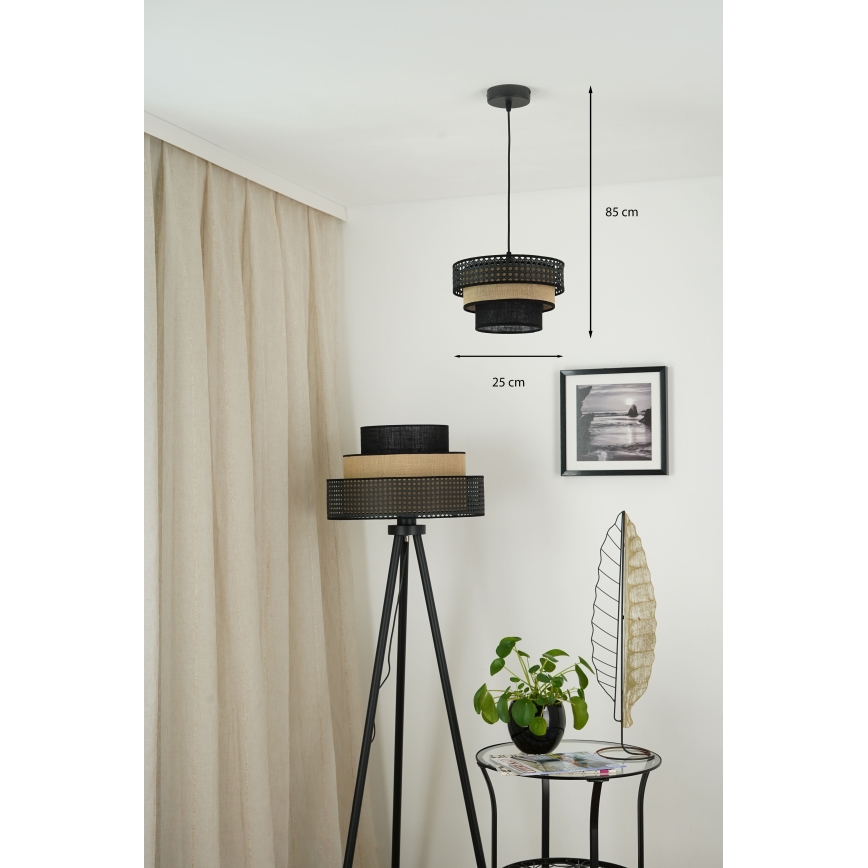 Brilagi - Lámpara colgante DAKOTA LUNETA 1xE27/15W/230V diá. 25 cm negro/beige