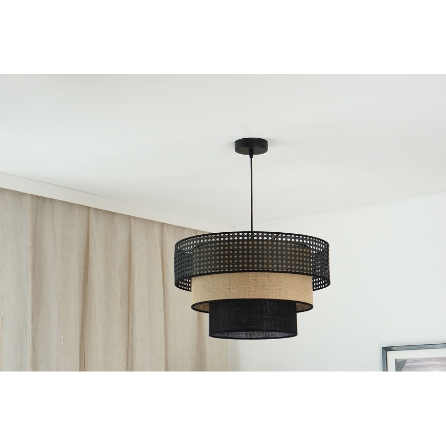 Brilagi - Lámpara colgante DAKOTA LUNETA 1xE27/15W/230V diá. 45 cm negro/beige
