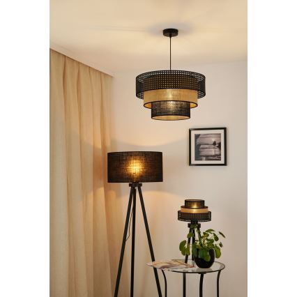 Brilagi - Lámpara colgante DAKOTA LUNETA 1xE27/15W/230V diá. 45 cm negro/beige