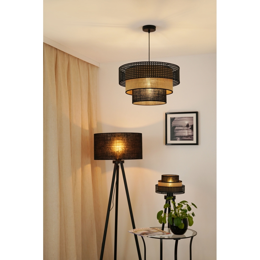 Brilagi - Lámpara colgante DAKOTA LUNETA 1xE27/15W/230V diá. 45 cm negro/beige
