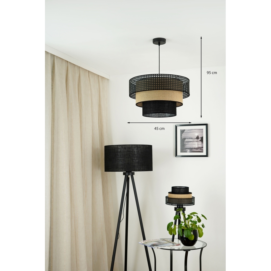 Brilagi - Lámpara colgante DAKOTA LUNETA 1xE27/15W/230V diá. 45 cm negro/beige