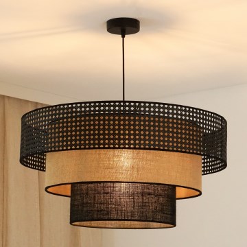 Brilagi - Lámpara colgante DAKOTA LUNETA 1xE27/15W/230V diá. 60 cm negro/beige