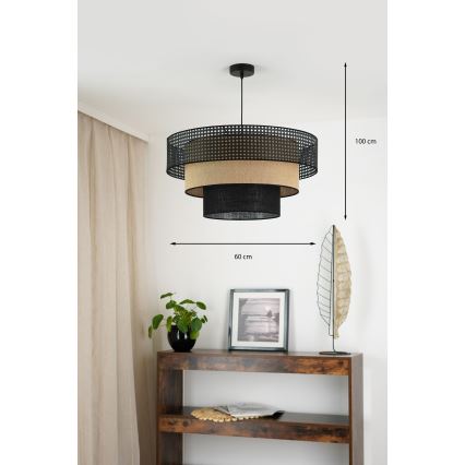 Brilagi - Lámpara colgante DAKOTA LUNETA 1xE27/15W/230V diá. 60 cm negro/beige