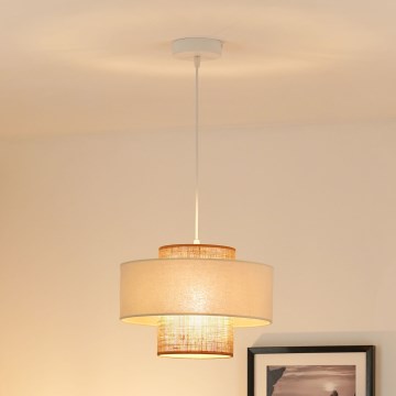Brilagi - Lámpara colgante DALLAS 1xE27/15W/230V diá. 30 cm marrón/color crema/blanco