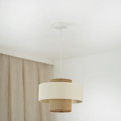 Brilagi - Lámpara colgante DALLAS 1xE27/15W/230V diá. 30 cm marrón/color crema/blanco