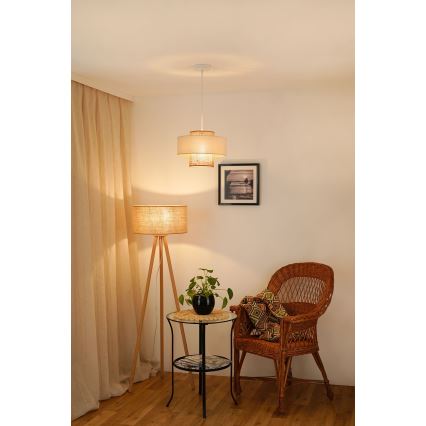 Brilagi - Lámpara colgante DALLAS 1xE27/15W/230V diá. 30 cm marrón/color crema/blanco