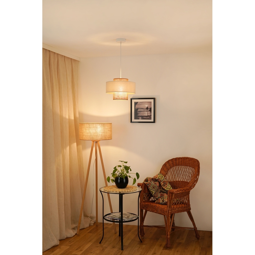 Brilagi - Lámpara colgante DALLAS 1xE27/15W/230V diá. 30 cm marrón/color crema/blanco