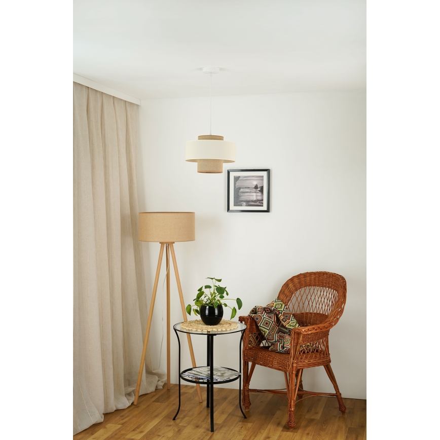 Brilagi - Lámpara colgante DALLAS 1xE27/15W/230V diá. 30 cm marrón/color crema/blanco