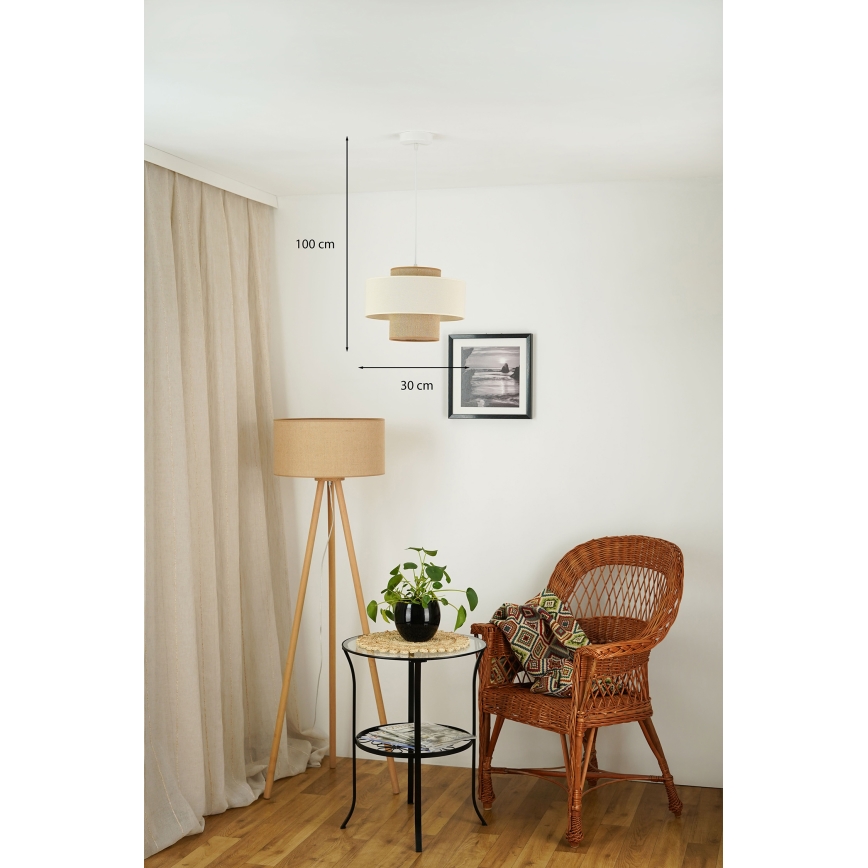 Brilagi - Lámpara colgante DALLAS 1xE27/15W/230V diá. 30 cm marrón/color crema/blanco