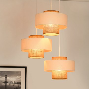 Brilagi - Lámpara colgante DALLAS 3xE27/15W/230V marrón/color crema/blanco
