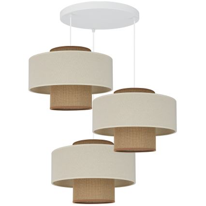 Brilagi - Lámpara colgante DALLAS 3xE27/15W/230V marrón/color crema/blanco