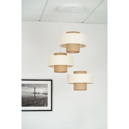 Brilagi - Lámpara colgante DALLAS 3xE27/15W/230V marrón/color crema/blanco