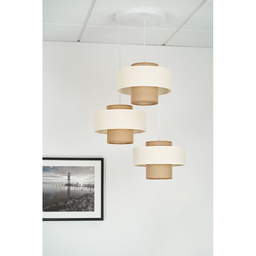 Brilagi - Lámpara colgante DALLAS 3xE27/15W/230V marrón/color crema/blanco