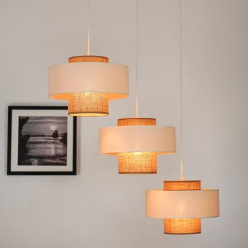Brilagi - Lámpara colgante DALLAS 3xE27/15W/230V marrón/color crema/blanco