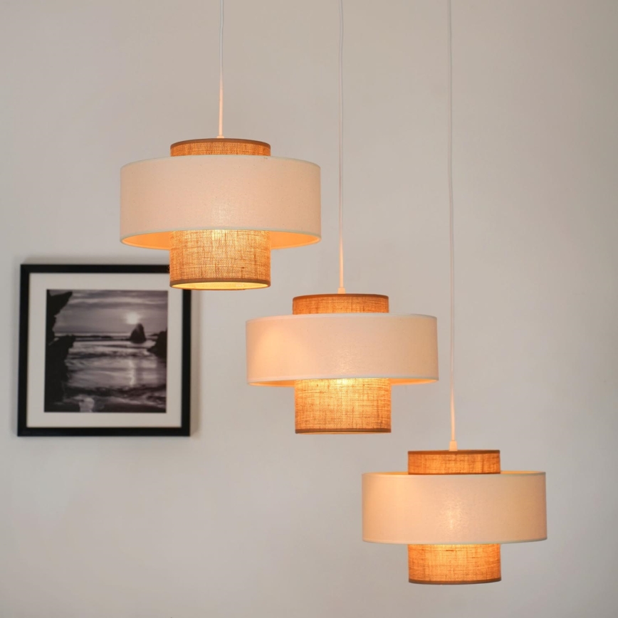 Brilagi - Lámpara colgante DALLAS 3xE27/15W/230V marrón/color crema/blanco