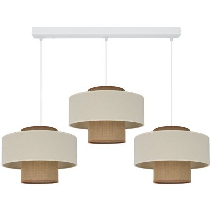 Brilagi - Lámpara colgante DALLAS 3xE27/15W/230V marrón/color crema/blanco