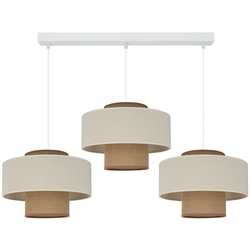 Brilagi - Lámpara colgante DALLAS 3xE27/15W/230V marrón/color crema/blanco