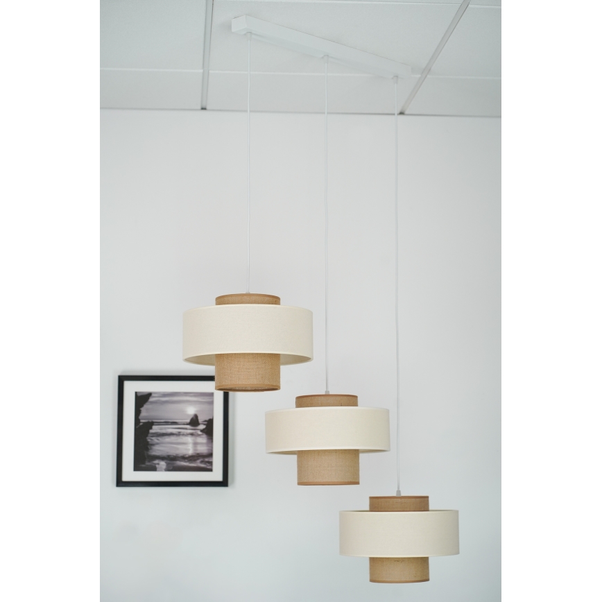 Brilagi - Lámpara colgante DALLAS 3xE27/15W/230V marrón/color crema/blanco