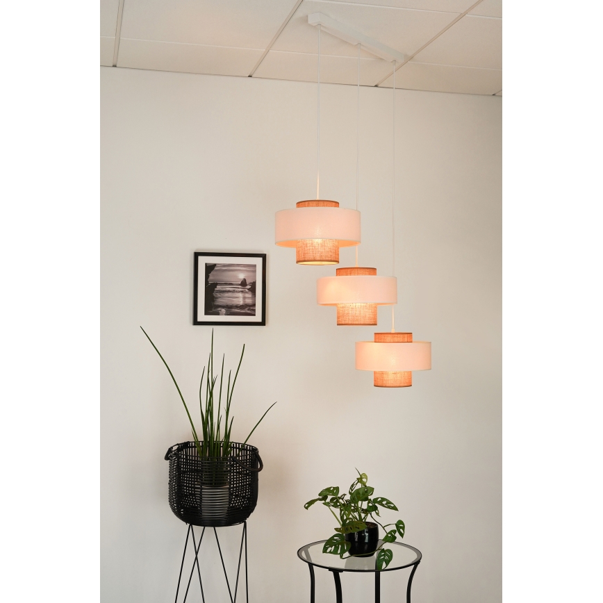 Brilagi - Lámpara colgante DALLAS 3xE27/15W/230V marrón/color crema/blanco