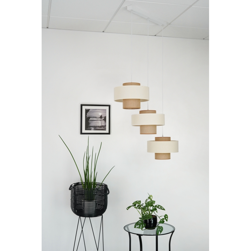 Brilagi - Lámpara colgante DALLAS 3xE27/15W/230V marrón/color crema/blanco