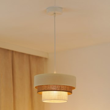 Brilagi - Lámpara colgante DENVER LUNETA 1xE27/15W/230V diá. 25 cm beige/marrón/color crema