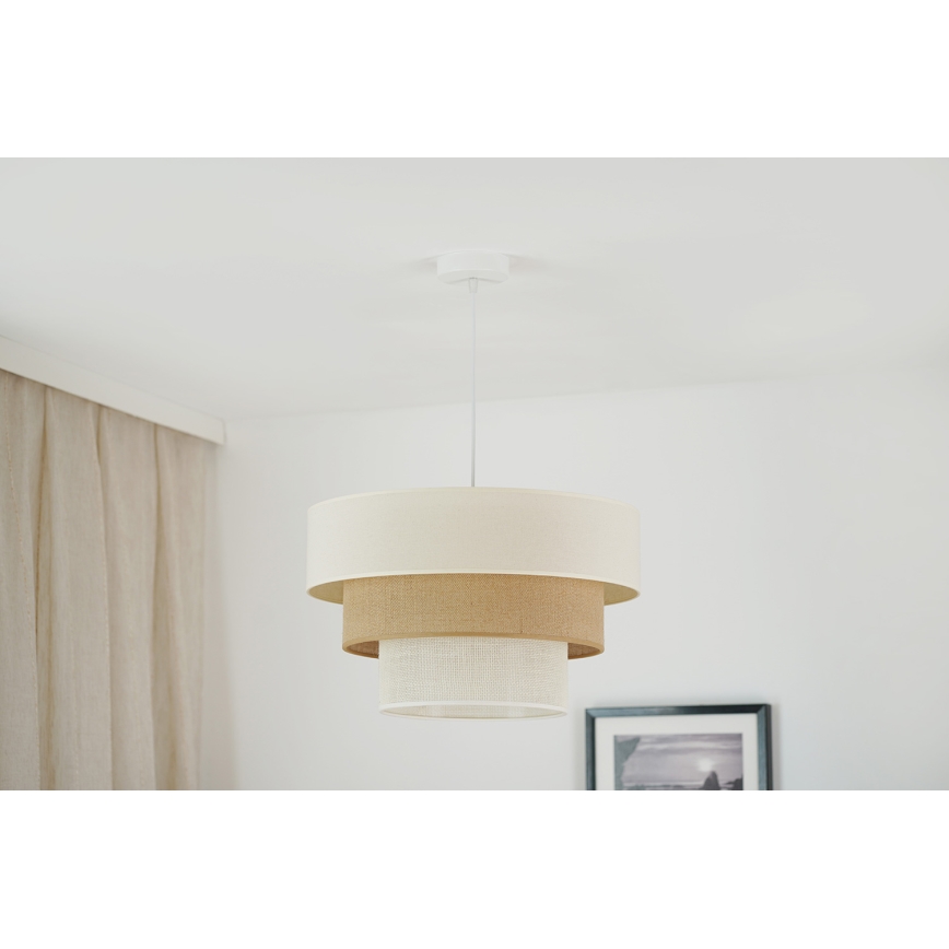 Brilagi - Lámpara colgante DENVER LUNETA 1xE27/15W/230V diá. 45 cm beige/marrón/color crema