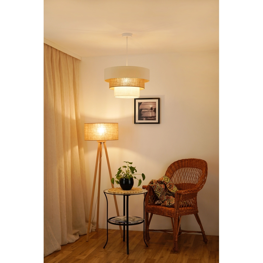 Brilagi - Lámpara colgante DENVER LUNETA 1xE27/15W/230V diá. 45 cm beige/marrón/color crema