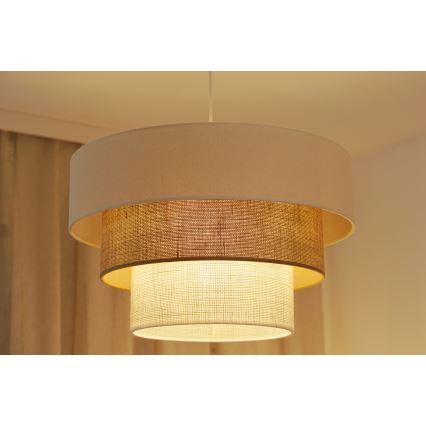 Brilagi - Lámpara colgante DENVER LUNETA 1xE27/15W/230V diá. 45 cm beige/marrón/color crema