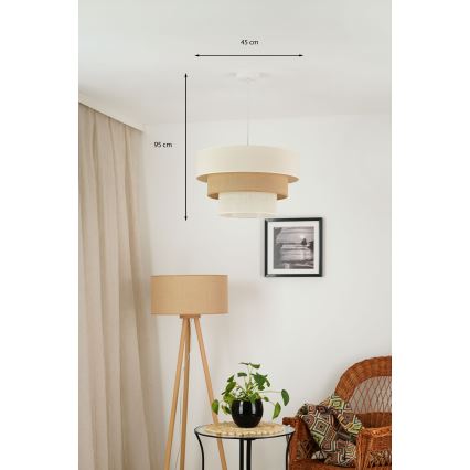 Brilagi - Lámpara colgante DENVER LUNETA 1xE27/15W/230V diá. 45 cm beige/marrón/color crema