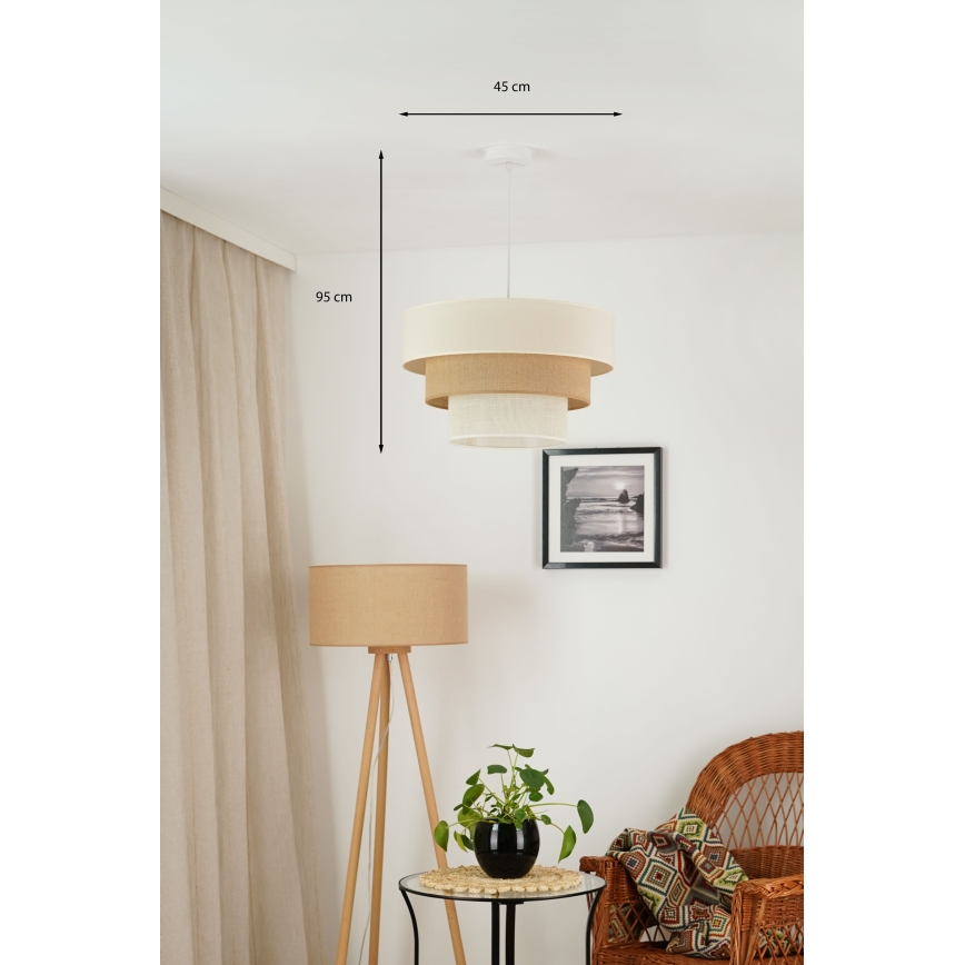 Brilagi - Lámpara colgante DENVER LUNETA 1xE27/15W/230V diá. 45 cm beige/marrón/color crema