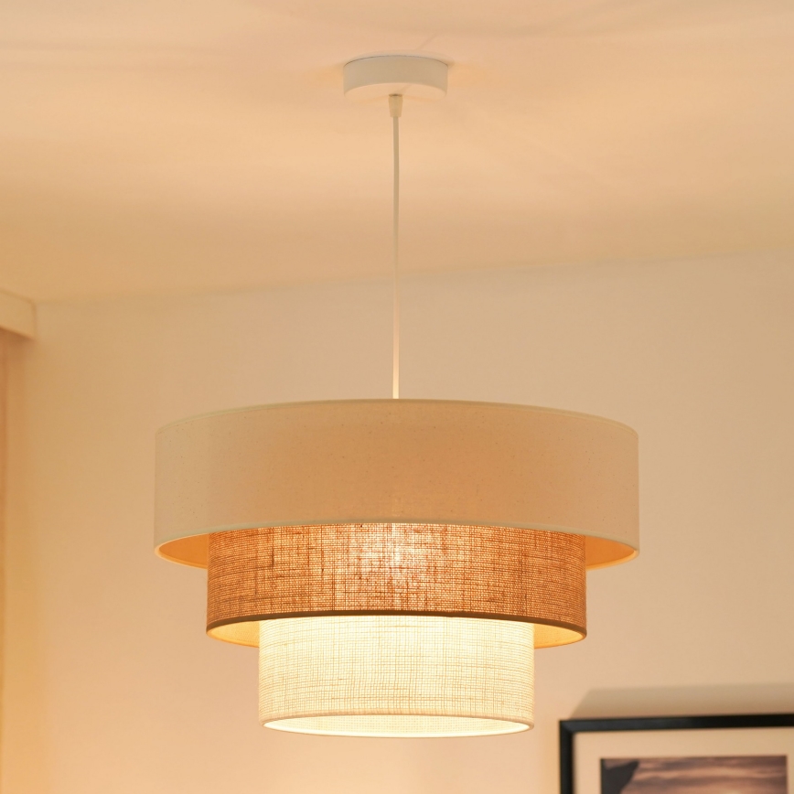 Brilagi - Lámpara colgante DENVER LUNETA 1xE27/15W/230V diá. 45 cm beige/marrón/color crema
