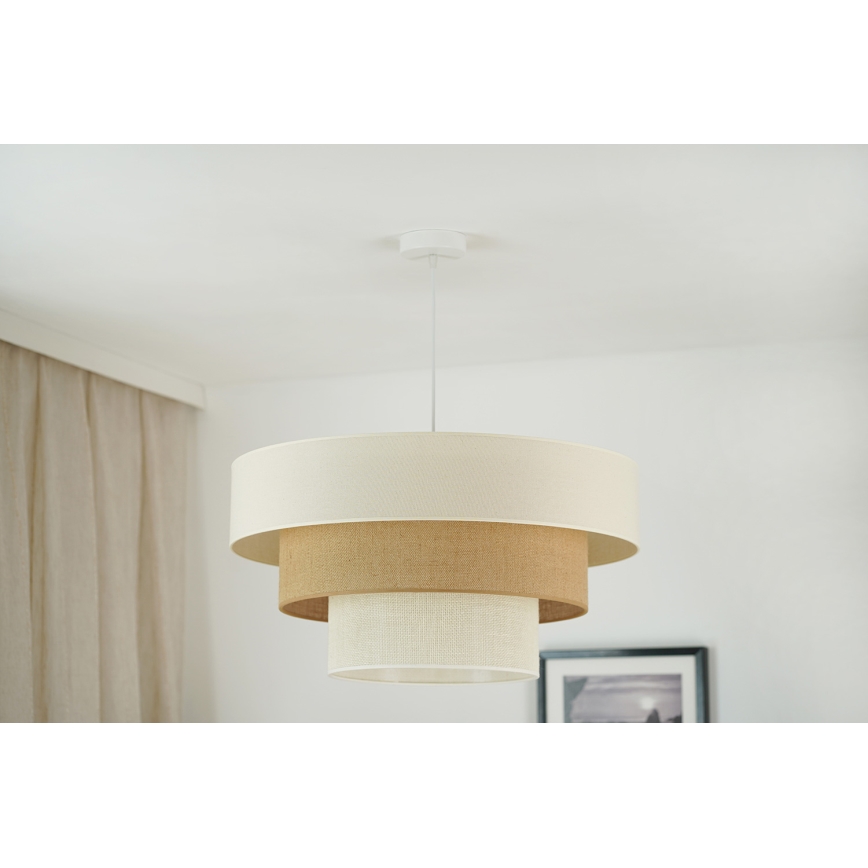 Brilagi - Lámpara colgante DENVER LUNETA 1xE27/15W/230V diá. 60 cm beige/marrón/color crema