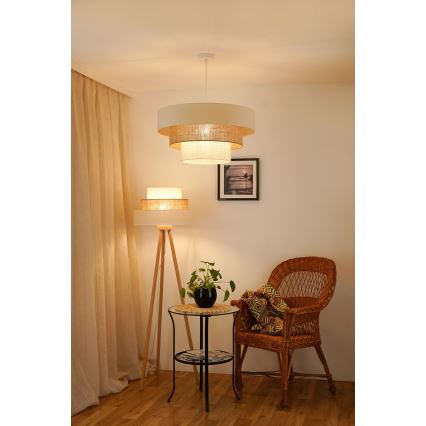 Brilagi - Lámpara colgante DENVER LUNETA 1xE27/15W/230V diá. 60 cm beige/marrón/color crema