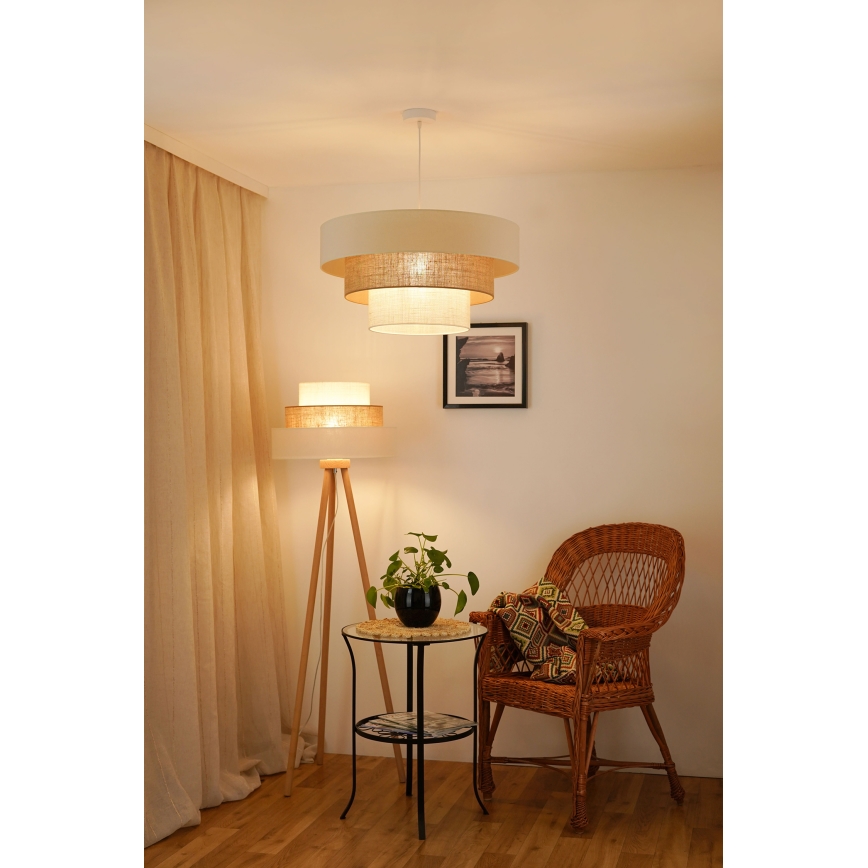 Brilagi - Lámpara colgante DENVER LUNETA 1xE27/15W/230V diá. 60 cm beige/marrón/color crema