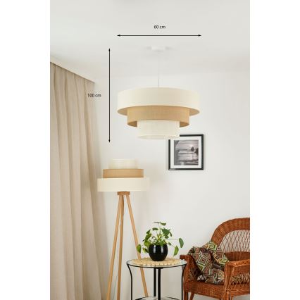 Brilagi - Lámpara colgante DENVER LUNETA 1xE27/15W/230V diá. 60 cm beige/marrón/color crema