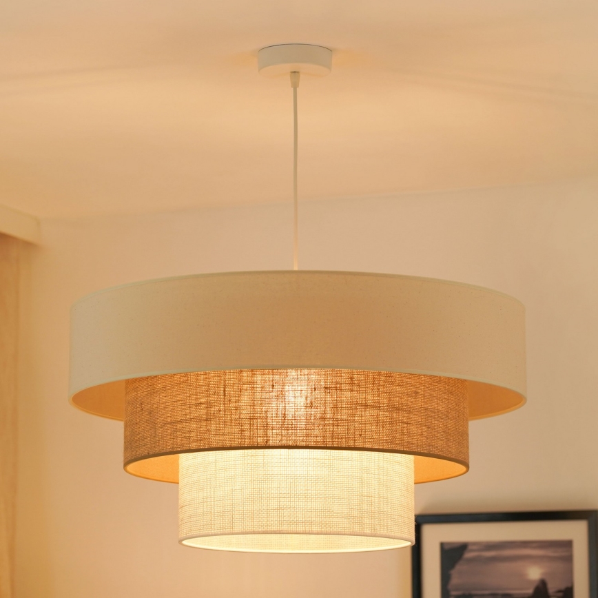 Brilagi - Lámpara colgante DENVER LUNETA 1xE27/15W/230V diá. 60 cm beige/marrón/color crema