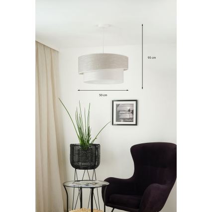 Brilagi - Lámpara colgante DOVER SHINE 1xE27/15W/230V diá. 50 cm gris/color crema