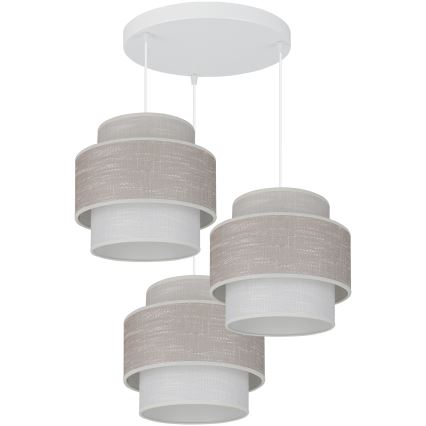 Brilagi - Lámpara colgante DOVER SPACE 3xE27/15W/230V gris/color crema
