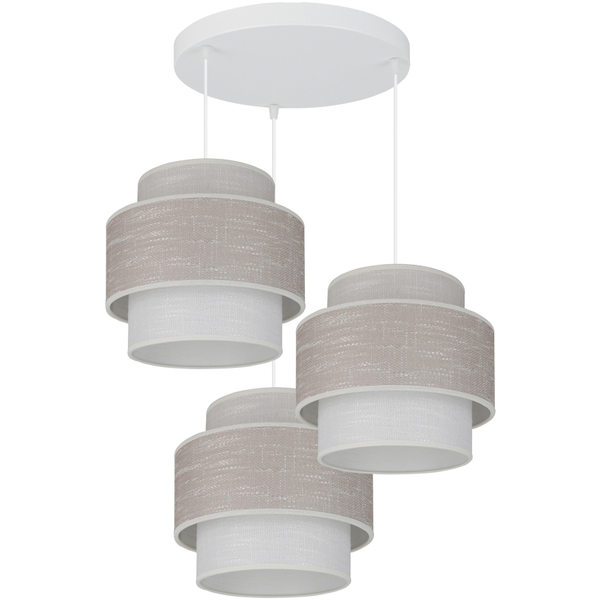 Brilagi - Lámpara colgante DOVER SPACE 3xE27/15W/230V gris/color crema