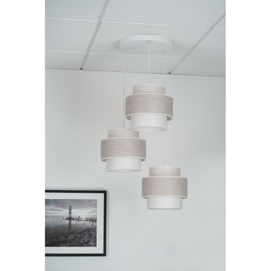 Brilagi - Lámpara colgante DOVER SPACE 3xE27/15W/230V gris/color crema