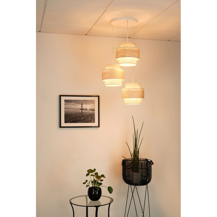 Brilagi - Lámpara colgante DOVER SPACE 3xE27/15W/230V gris/color crema