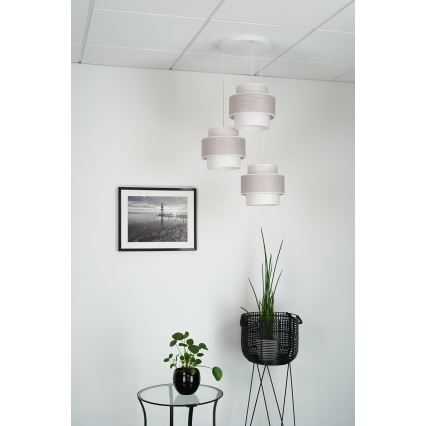 Brilagi - Lámpara colgante DOVER SPACE 3xE27/15W/230V gris/color crema